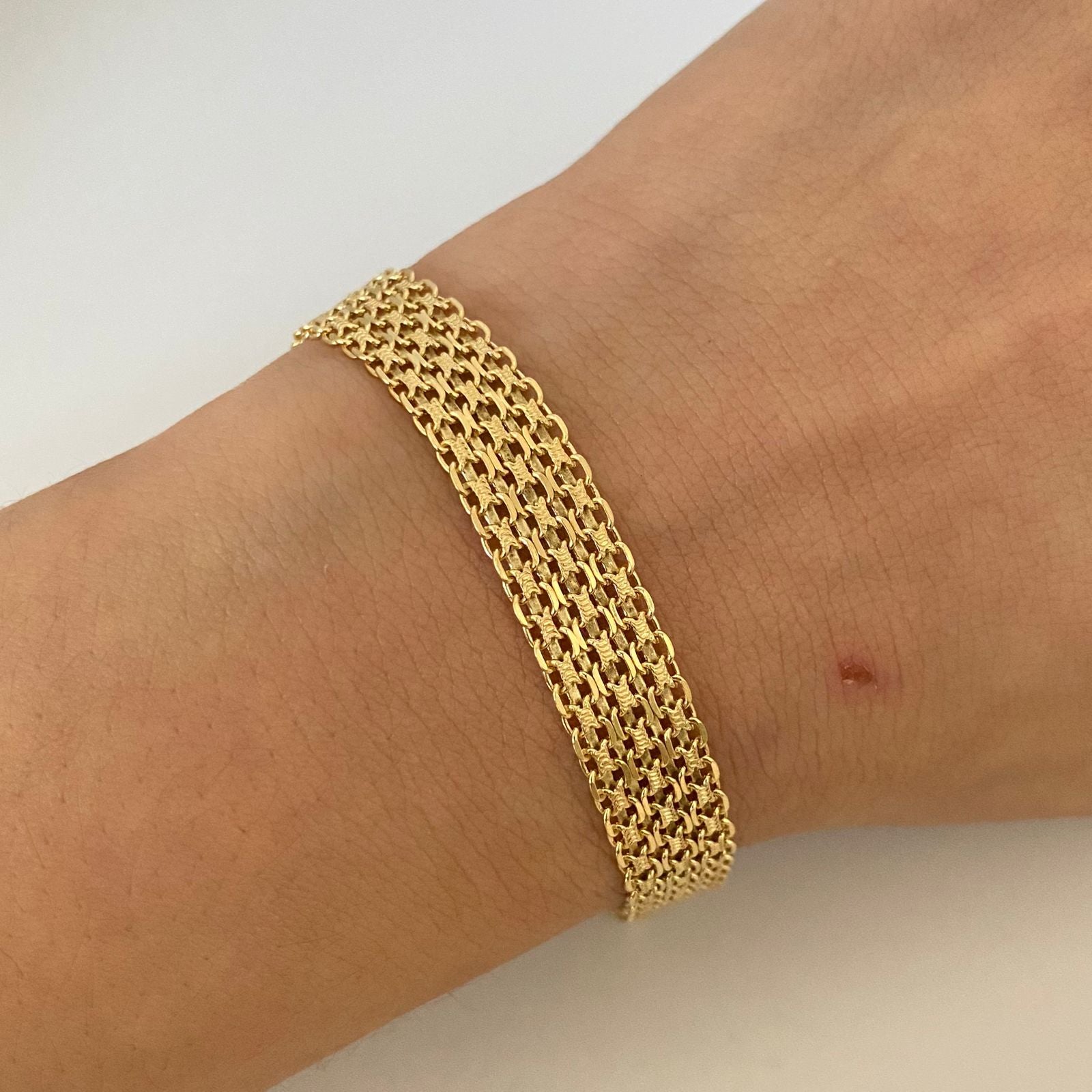 Pulso It chino triple carril Oro amarillo 18k +1 / 14,15 Gr / 9,4 mm / 21 Cm